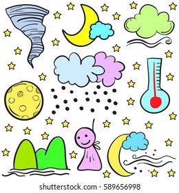 Doodle of weather element set