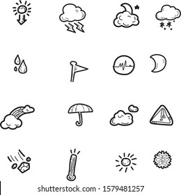 El conjunto de iconos del clima del doodle.