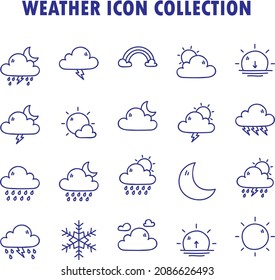 Doodle Weather Icons flat vector collection set