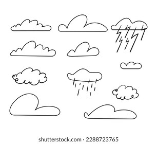 doodle weather icons set  isolated