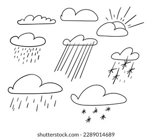 doodle weather icons set  isolated
