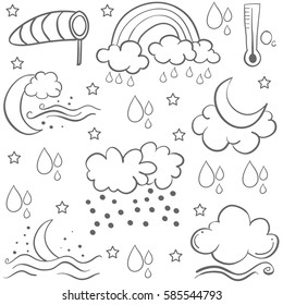 Doodle of weather set vector art