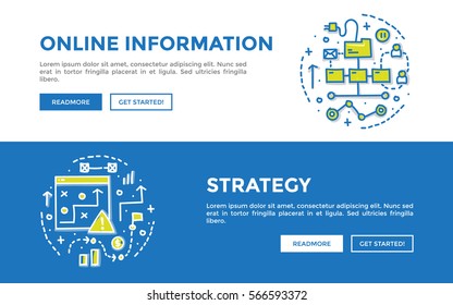 Doodle web banners vector illustration of business. 