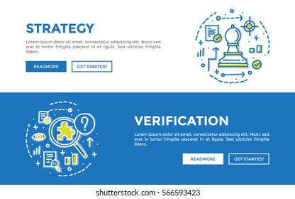 Doodle web banners vector illustration of business. 