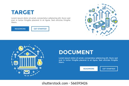 Doodle web banners vector illustration of business. 