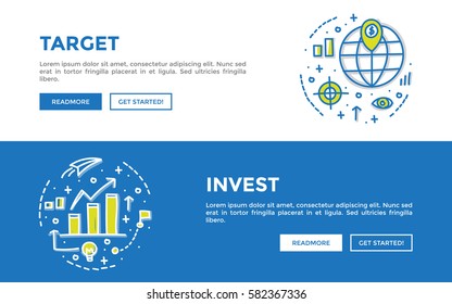 Doodle web banners vector illustration of business. 