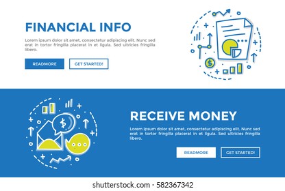 Doodle web banners vector illustration of business. 