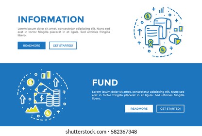 Doodle web banners vector illustration of business. 