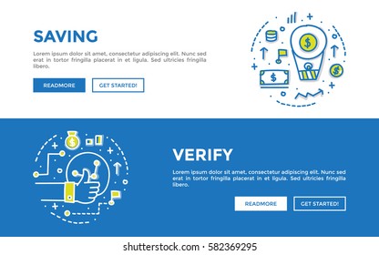 Doodle web banners vector illustration of business. 