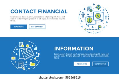 Doodle web banners vector illustration of business. 