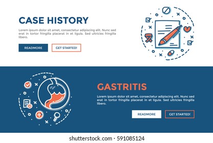 Doodle web banners vector illustration of Medical. 