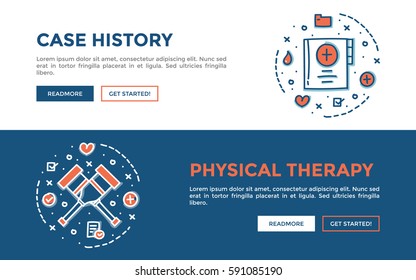 Doodle web banners vector illustration of Medical. 