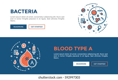 Doodle web banners vector illustration of Medical. 