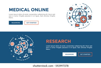 Doodle web banners vector illustration of Medical. 