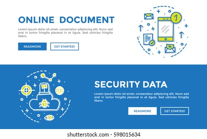 Doodle web banners vector illustration of business. 
