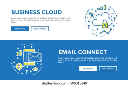 Doodle web banners vector illustration of business. 