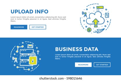 Doodle web banners vector illustration of business. 