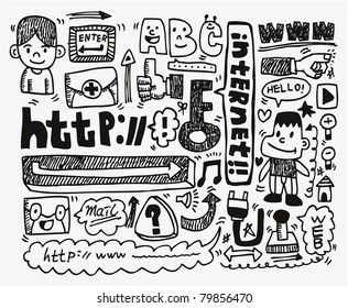 doodle web element icon set