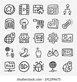 doodle web icons set