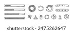 Doodle web ui ux design sketch elements. Website user interface icons, bars, buttons, account log in. Code software technology.