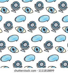 doodle webcam with eye and chat bubble background