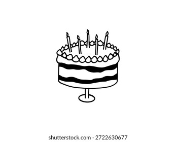 Pastel de bodas Doodle. Alegre doodle de un pastel de bodas con detalles de inspiración barroca, capturando el amor y la celebración. Elemento de Vector para el arte digital, empaquetado de la panadería, o patrones de fondo festivos