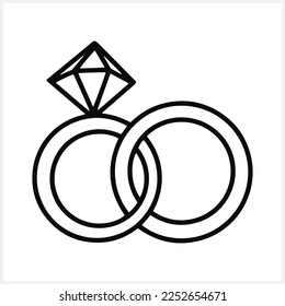 Doodle wedding ring with diamond icon isolated Hand drawn line art Sketch vector stock illustration EPS 10