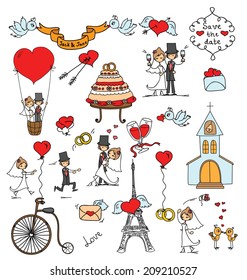 Doodle wedding set