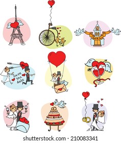 Doodle wedding set 