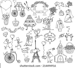 Doodle wedding set 