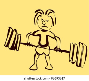 doodle of weightlifter struggling