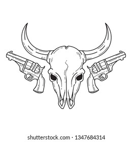 Doodle West Wild Vector Illustration can be used for poster, graphic element, badge, emblem, and many more