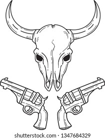 Doodle West Wild Vector Illustration can be used for poster, graphic element, badge, emblem, and many more
