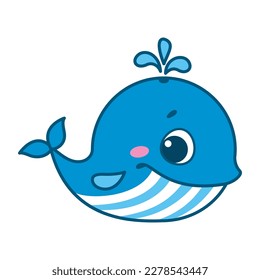 Doodle Whale Cartoon Vector Illustration