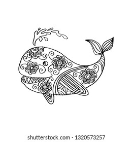 Doodle whale illustration