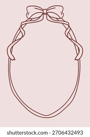 Doodle Whimsical Elegant Frame With Bow Line Art