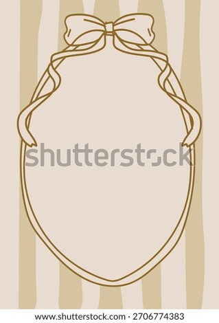 Doodle Whimsical Elegant Frame With Bow Retro Line Art