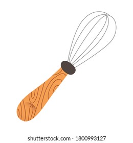 Doodle Whisk, Stainless Steel Wire Whisk Blender, Kitchenware Object, Isolated Vector Icon On White Background, Tool For Bakery, Household Utensil, Doodle Hand Drawn Illustration