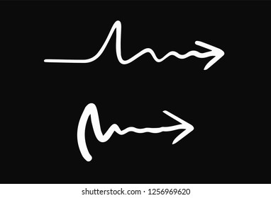 Doodle white arrows on the black background.