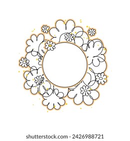 Doodle white flowers with space for a text