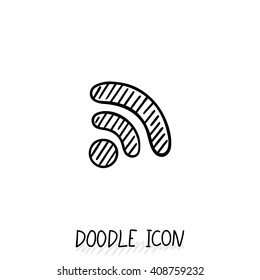 Doodle wifi icon. Vector internet and connection symbol. Wi-fi pictogram.