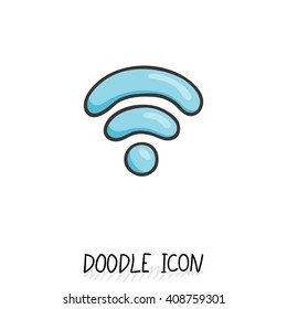 Doodle wifi icon. Vector internet and connection symbol. Wi-fi pictogram.