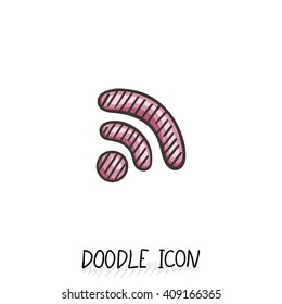 Doodle wifi icon. Vector internet and connection symbol. Wi-fi pictogram.