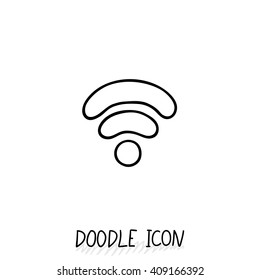 Doodle wifi icon. Vector internet and connection symbol. Wi-fi pictogram.
