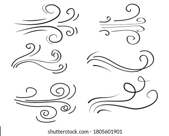 doodle wind  blow, gust design isolated on white background. vector hand drawn illustration