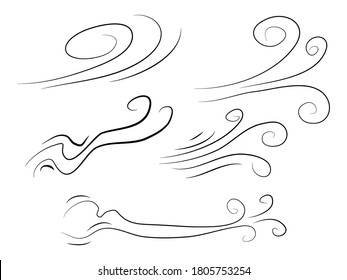 doodle wind  blow, gust design isolated on white background. vector hand drawn illustration