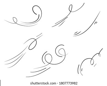doodle wind  blow, gust design isolated on white background. vector hand drawn illustration