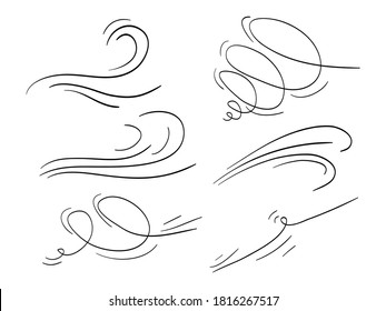 doodle wind  blow, gust design isolated on white background. vector hand drawn illustration