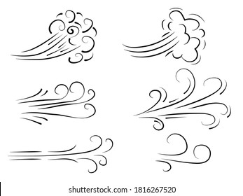 doodle wind  blow, gust design isolated on white background. vector hand drawn illustration