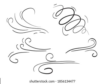 doodle wind  blow, gust design isolated on white background. vector hand drawn illustration